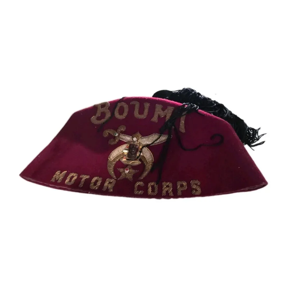 Vintage Shriners Fez, Boumi Temple Baltimore, Motor Corps Masonic Hat, Gadal...